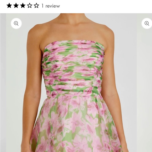 Mac Duggal NEW with Tags attached size 8 chiffon Pink Floral Strapless gown $598 - Picture 8 of 16